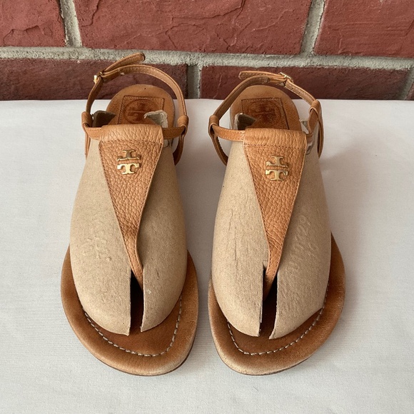 Tory Burch Britten Thong Ankle Strap Sandals Size 8 - Picture 1 of 14